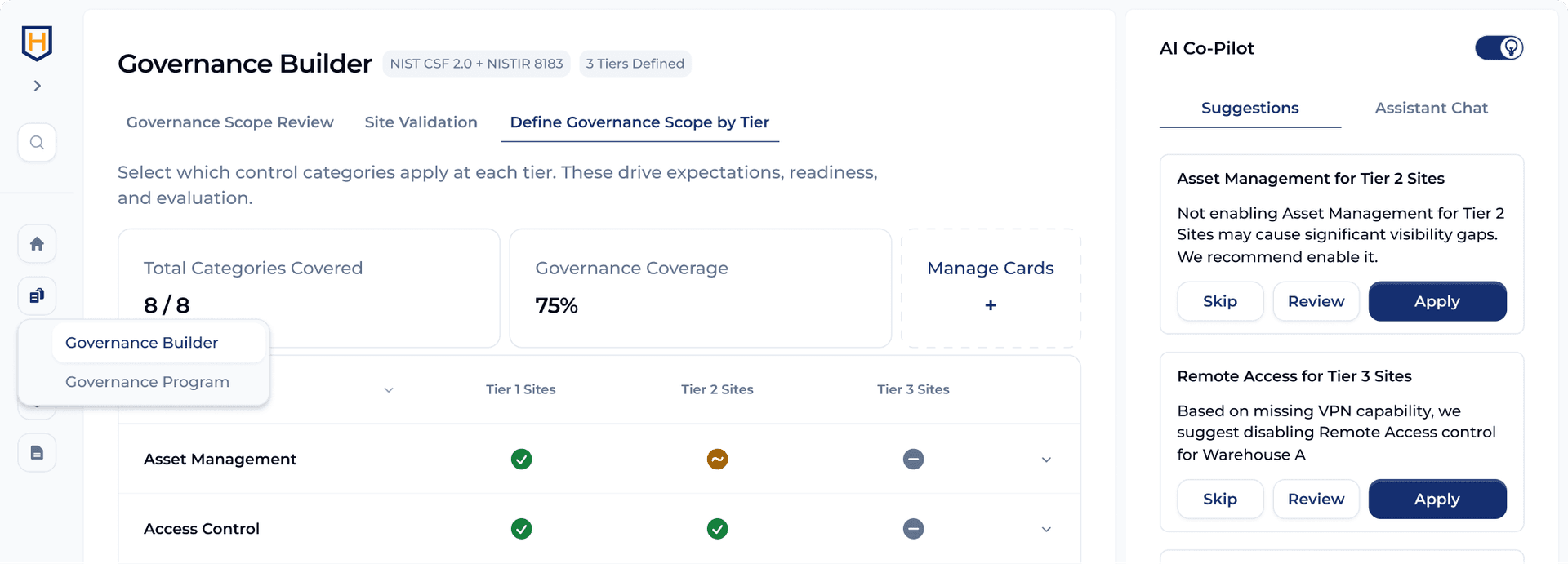 Resilion Governance Builder Interface